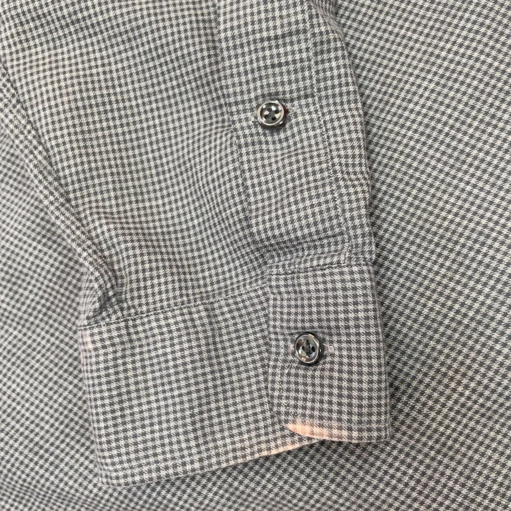 Ralph‎ Lauren Mens Button Up Shirt Gray Houndstooth Size 2XL Big Flawed/Bleach